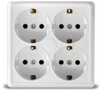 Розетка 4м с.з квадрат белая Олимп Universal арт. 1165