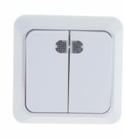 Выключатель 2кл с подсветкой белый Олимп Universal арт. О0123