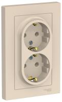 Розетка 2м с.з бежевая (в сборе) ATLASDESIGN Schneider арт ATN000224