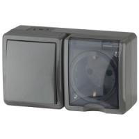 Блок 1м роз. с.з +выкл. 1кл серый IP54 Эксперт Эра арт. 11-7401-03