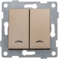 Выключатель 2кл с подсветкой шампань GUSI Ugra арт.C11B28-027