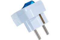 Вилка угловая с-з с выключателем белая Universal арт. 0056