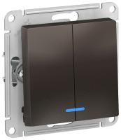 Выключатель 2кл с подсветкой мокко ATLASDESIGN Schneider арт.ATN000653