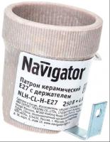 Патрон керамический с держателем Е27 Navigator арт. NLH-CL-H-E27