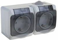 Розетка 2м с.з серый с крышкой Этюд Schneider арт.РА16-244С