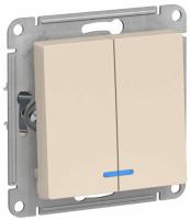 Выключатель 2кл с подсветкой бежевая ATLASDESIGN Schneider арт.ATN000253