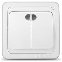 Выключатель 2кл с подсветкой белый Валери Universal арт. В0123