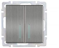 Выключатель 2кл SmartbuyНептун с подсветкой серый никель арт.250V 10A SBE-05gn-10-SW2-1