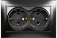 Розетка 2м Smartbuy Венера c.з черная арт.SBE-01b-16-S2-Z-c