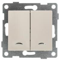Выключатель 2кл с подсветкой бежевый GUSI Ugra арт.C11B28-003