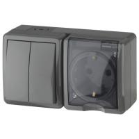 Блок роз. 1м с.з +выкл. 2кл серый IP54 Эксперт Эра арт. 11-7402-03