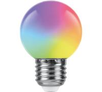 Лампа светодиодная Feron 1вт Е27 G45 RGB арт.38116