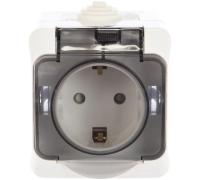 Розетка 1м с.з белый с крышкой Этюд Schneide арт. РА16-044В