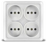 Розетка 4м б.з квадрат белая Олимп Universal арт. 1164