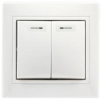 Выключатель 2кл Smartbuy Венера с подсветкой белый арт.SBE-01w-10-SW2-1-c