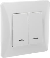 Выключатель 2кл с подсветкой белый GUSI Ugra арт.C11B28-001