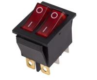 Выключатель клав. двойной 250V 15A(6c) Rexant 36-2410 красный