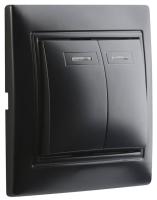 Выключатель 2кл Smartbuy Венера с подсветкой черный арт.SBE-01b-10-SW2-1-c