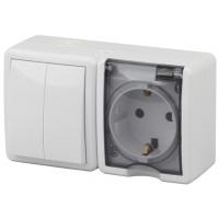 Блок роз. 1м с.з +выкл. 2кл белый IP54 Эксперт Эра арт. 11-7402-01