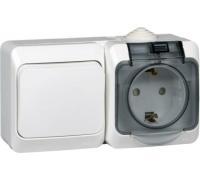 БЛОК белый Этюд Schneider евророз.+1кл.выкл. один.защ.шторки арт.ВРА16-241В