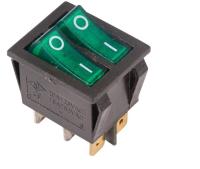 Выключатель клав.250V 15A(6c) Rexant 36-2412 двойной зеленый