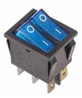 Выключатель клав. двойной 250V 15A(6c) Rexant 36-2411 синий