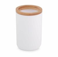 Стакан пластик Бамбук для зубных щеток белый М8052 322911