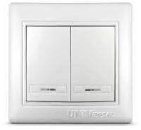 Выключатель 2кл с подсветкой белый Севиль Universal арт. С0123